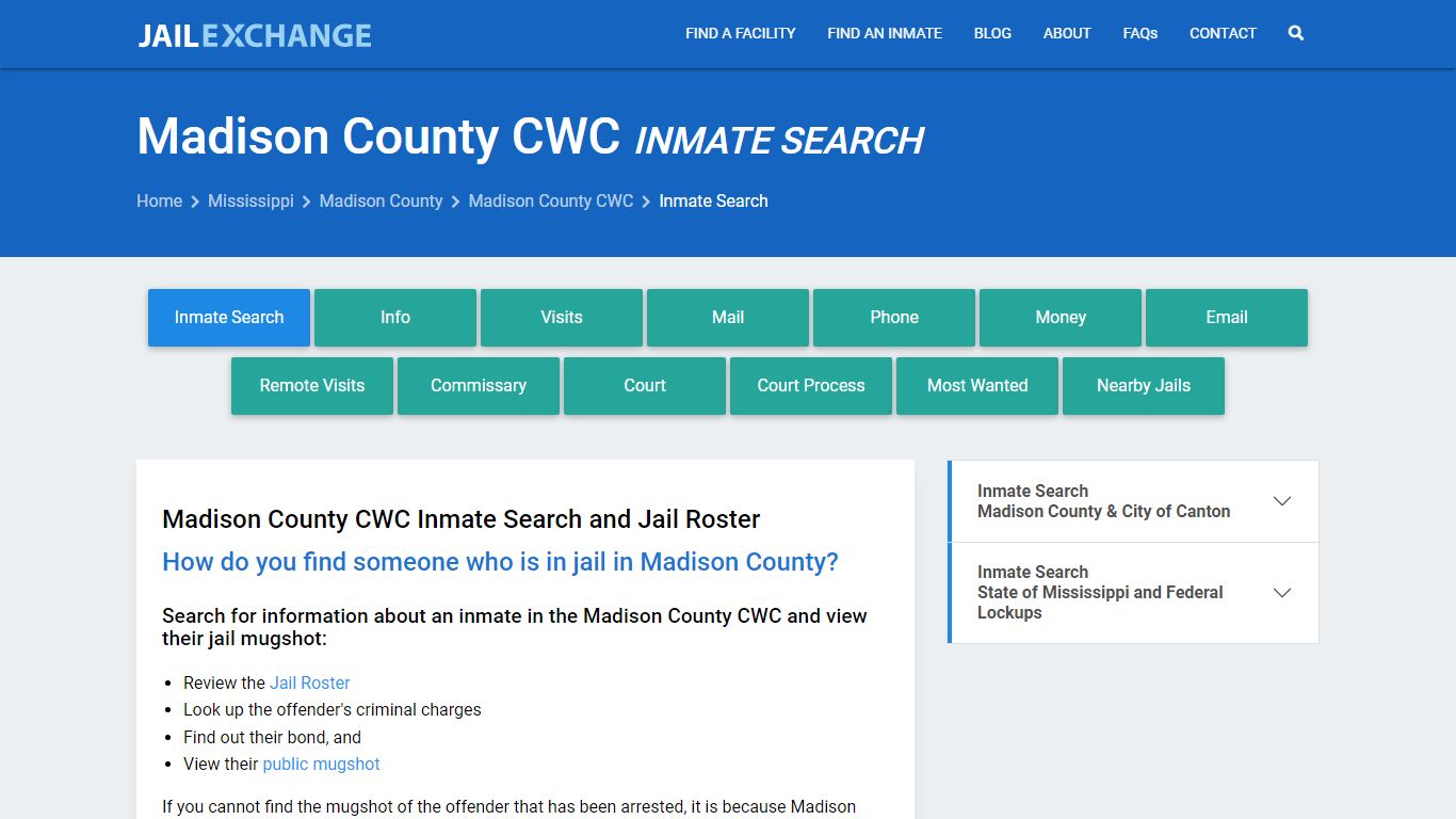 Inmate Search: Roster & Mugshots - Madison County CWC, MS - Jail Exchange