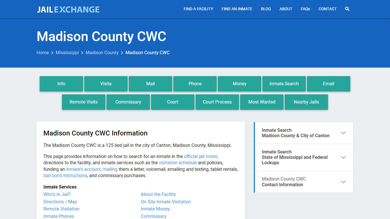 Madison County CWC, MS Inmate Search, Information - Jail Exchange